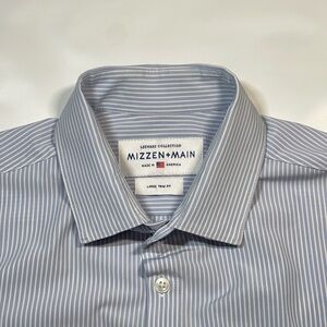 Mizzein + Main Striped Dress Shirt Leeward Collection Large Trim Fit